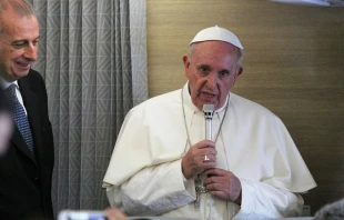 Papst Franziskus spricht mit Journalisten auf dem Rückflug von seiner Afrika-Reise am 30. November 2015. / CNA/Martha Caldéron