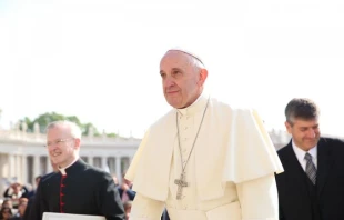 Papst Franziskus bei der Jubiläumsaudienz für Soldaten, Polizisten, Feuerwehrleute und andere Schutz- und Einsatzkräfte am 30. April 2016 auf dem Petersplatz.
 / CNA/Alexey Gotovskiy