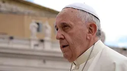 Papst Franziskus begrüßt Pilger auf dem Petersplatz bei der Generalaudienz am 28. Mai 2014. / CNA / Daniel Ibanez