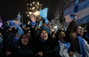 Lebensschützer feiern die Entscheidung in Argentinien am 9. August 2018 / Alberto Raggio / AFP / Getty