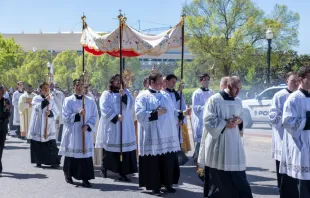 Prozession im Vorfeld des Nationalen Eucharistischen Kongresses in den USA im Frühjahr 2024 / The Catholic Miscellany / Carolina Mascarin