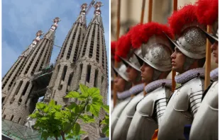 Barcelonas Sagrada Familia (links) und Schweizergardisten. / Flickr / Victor Bautista (CC BY-NC-ND 2.0) // CNA / Daniel Ibanez