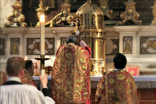 Gott im Blick: Kardinal Sarah feiert die heilige Messe, nach Osten gerichtet, in der "normalen" Form am zweiten Tag der Londoner Konferenz. 
 / Lawrence OP via Flickr (CC BY-NC-ND 2.0)