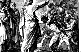 Jesus treibt Dämonen aus: Holzschnitt aus "Die Bibel in Bildern" aus dem Jahr 1860 des Künstlers Julius Schnorr von Carolsfeld. / Wikimedia (CC0) 