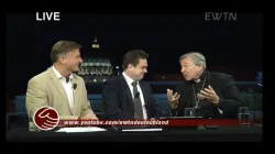 Martin Rothweiler, Geschäftsführer von EWTN Deutschland und Vatikanist Robert Rauhut (Mitte) im Gespräch mit Kardinal George Pell  / CNA/EWTN News