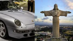 Ein Porsche 993 Turbo (links) und Cristo Rei — die berühmte Statue des Heilands in Lissabon / Matti Blume / Wikimedia (CC BY-SA 4.0) // Deensel / Wikimedia (CC BY-SA 2.0)