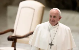 Papst Franziskus in der Audienzhalle am 14. Oktober 2020. / Daniel Ibanez / CNA Deutsch 