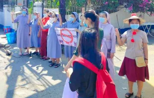 Ordensschwestern bei Protesten in Myanmar / Foto: Sisters of St. Joseph of the Apparition in Myanmar / Facebook