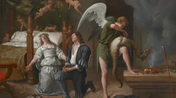 Tobias und Sara im Gebet, daneben der Erzengel Raphael (Gemälde von Jan Steen) / gemeinfrei