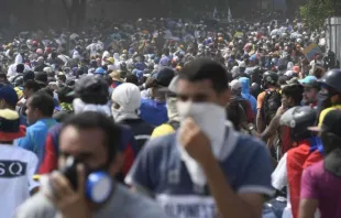 Demonstranten gegen das sozialistische Regime von Nicolas Maduro in Caracas am 1. Mai 2019  / Credit Federico Parra/AFP/Getty Bilder