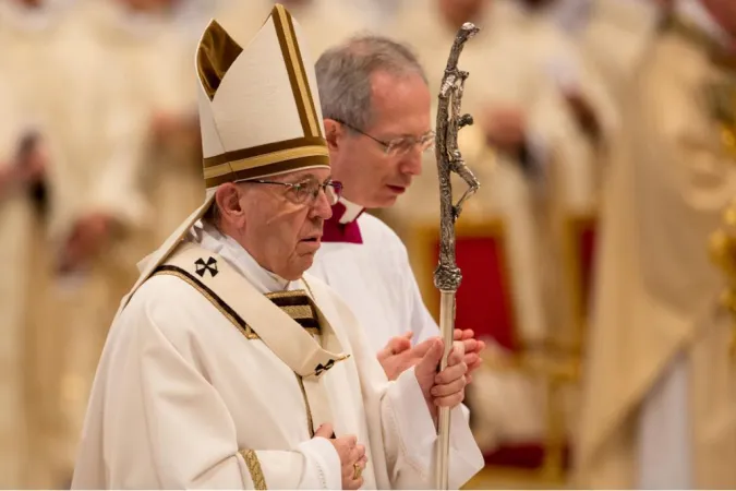 Papst Franziskus bei der Chrisam-Messe an Gründonnerstag, 29. März 2018 im Petersdom zu Rom.