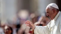Papst Franziskus begrüßt Pilger bei der Generalaudienz am 12. Juni 2019 / Daniel Ibanez / CNA Deutsch