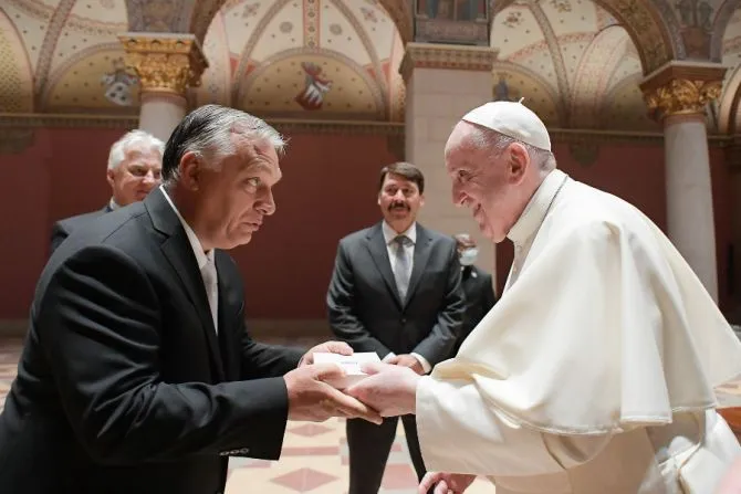 Papst Franziskus begrüßt den ungarischen Premierminister Viktor Orbán in Budapest, 12. September 2021
