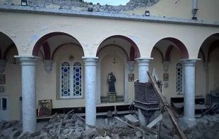 Vom Erdbeben zerstörte katholische Kirche im syrischen Aleppo am 6. Februar 2023.  / Abouna Rifat Bader / ACI MENA / CNA Deutsch